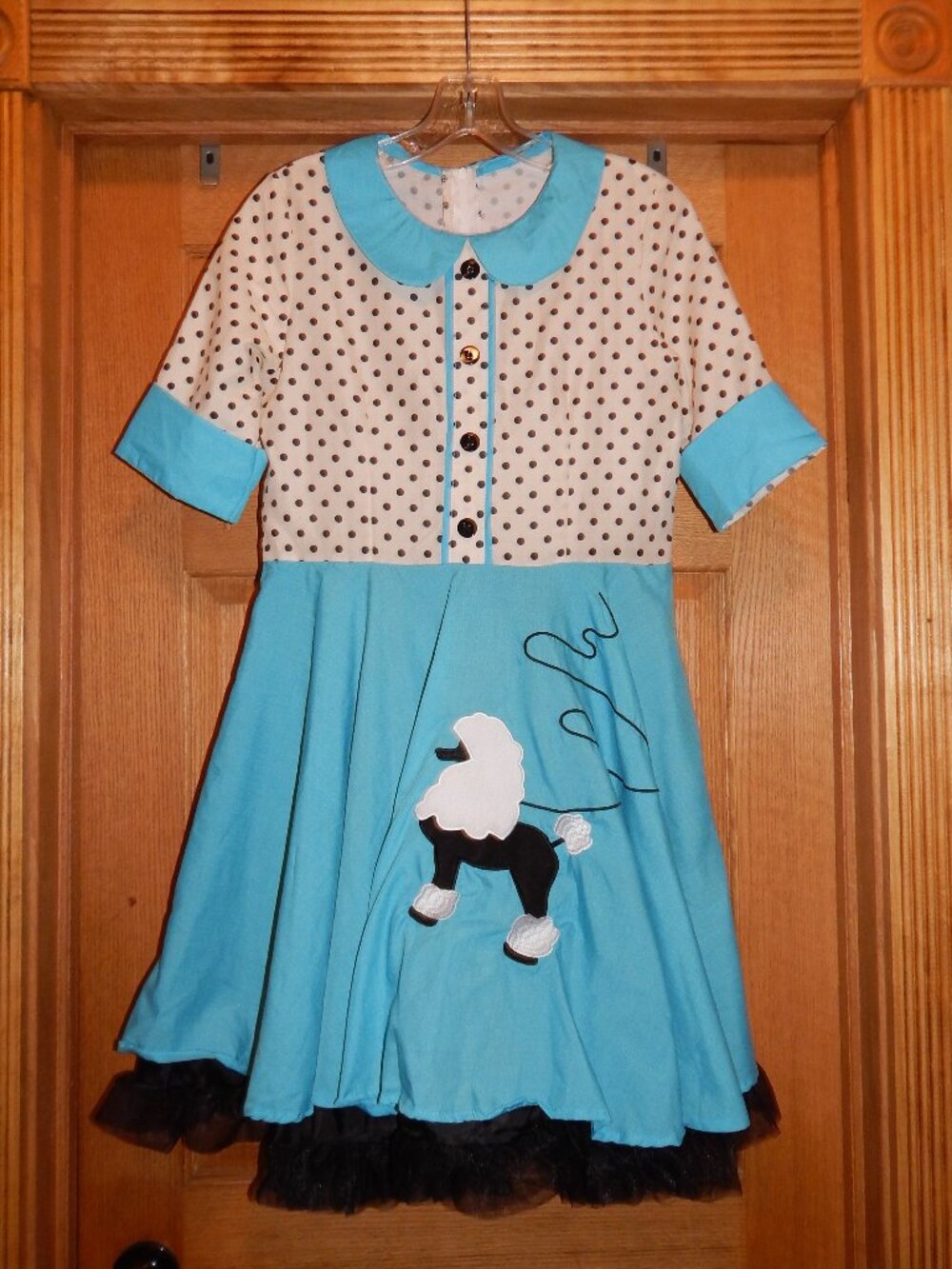 One Piece Polka Dot Blouse Top Poodle Skirt Dress 1950s Style Costume Size Small